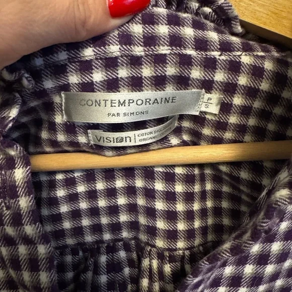 Simons Black and White Plaid Button Down Shirt - Picture 2 of 6